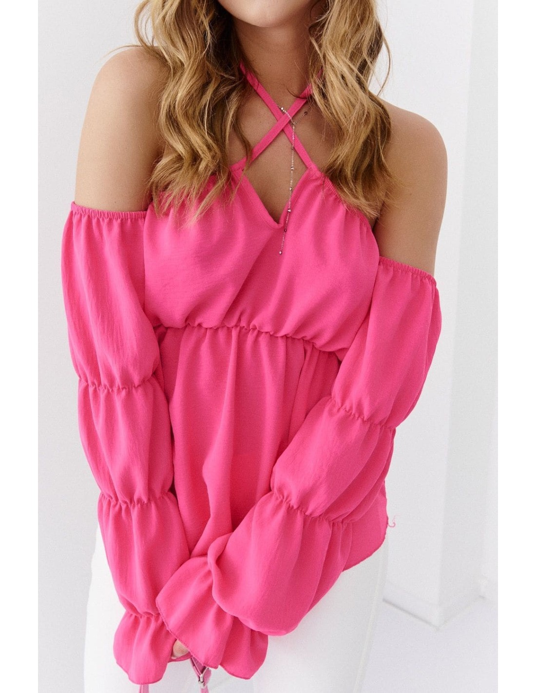 Spanish blouse with ruffles, pink 560 - Online store - Boutique